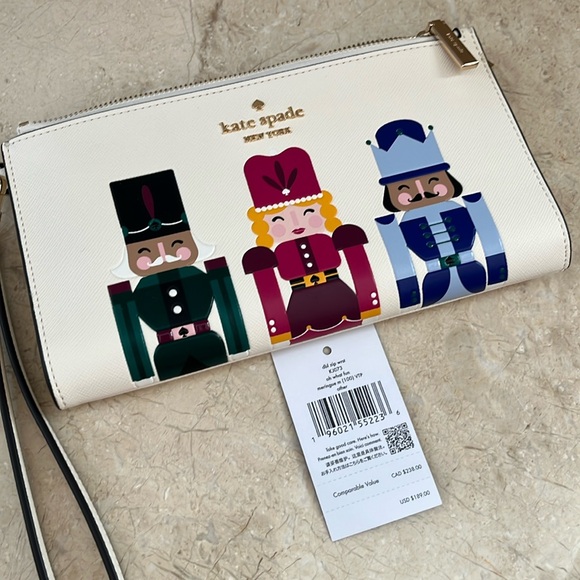 ♠️kate spade Oh What Fun Nutcracker Double Zip Wristlet, Meringue Multi NWT - Picture 11 of 12